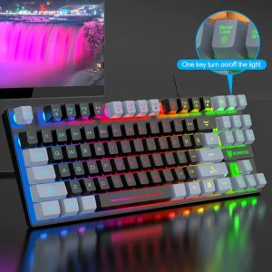 586879286 Teclado para juegos Teclado colorido de oficina con retroiluminación LED para PC de escritorio