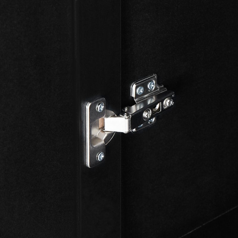 586879623 Armario de almacenamiento con dos puertas para baño, oficina, estante ajustable, tablero MDF, negro