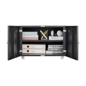 Mueble de oficina para fotocopiadora: armario blanco de acero de 2 puertas