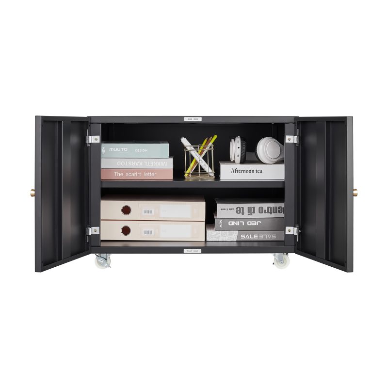 Mueble de oficina para fotocopiadora: armario blanco de acero de 2 puertas