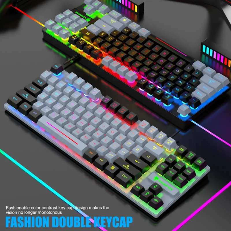 586879285 Teclado para juegos Teclado colorido de oficina con retroiluminación LED para PC de escritorio