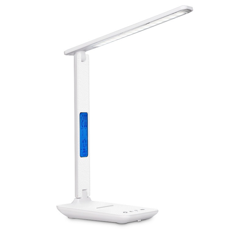 586879602 Reloj despertador plegable, visualización de la hora, aprendizaje, lectura, negocios, oficina, luz ajustable, lámpara de escritorio con protección par