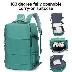 586751970 Mochila de Viaje Premium: Bolsa para Laptop Aprobada para Avión, Ideal para Escuela y Trabajo, Impermeable y de Equipaje de Mano para Hombres y Mujere