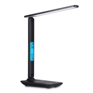 586879604 Reloj despertador plegable, visualización de la hora, aprendizaje, lectura, negocios, oficina, luz ajustable, lámpara de escritorio con protección par
