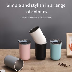Taza de café estilo Ins, taza de agua portátil de acero inoxidable con tapa para trabajador de oficina en casa y oficina nórdica
