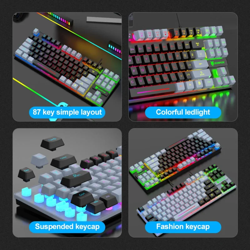 586879290 Teclado para juegos Teclado colorido de oficina con retroiluminación LED para PC de escritorio