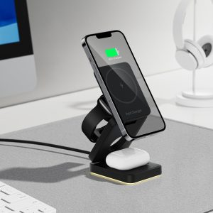 586756585 Cargador Inalámbrico Magnético 3 en 1 Plegable para iPhone, Adaptador de Corriente, Base de Carga y Soporte