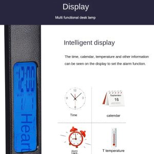 586879600 Reloj despertador plegable, visualización de la hora, aprendizaje, lectura, negocios, oficina, luz ajustable, lámpara de escritorio con protección par