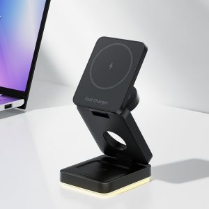 586756584 Cargador Inalámbrico Magnético 3 en 1 Plegable para iPhone, Adaptador de Corriente, Base de Carga y Soporte