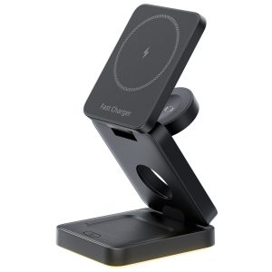 586756587 Cargador Inalámbrico Magnético 3 en 1 Plegable para iPhone, Adaptador de Corriente, Base de Carga y Soporte