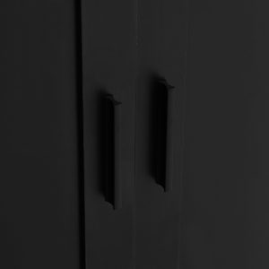 586879630 Armario de almacenamiento con dos puertas para baño, oficina, estante ajustable, tablero MDF, negro