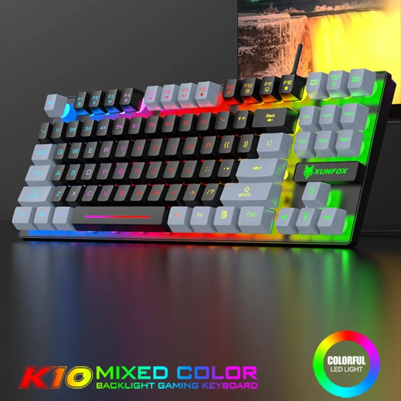 586879288 Teclado para juegos Teclado colorido de oficina con retroiluminación LED para PC de escritorio